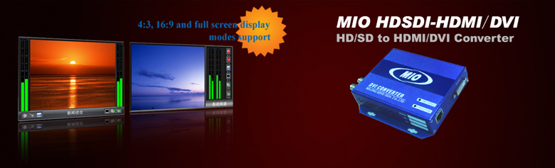 HD SDI to DVI converter with V/A real time monitoring